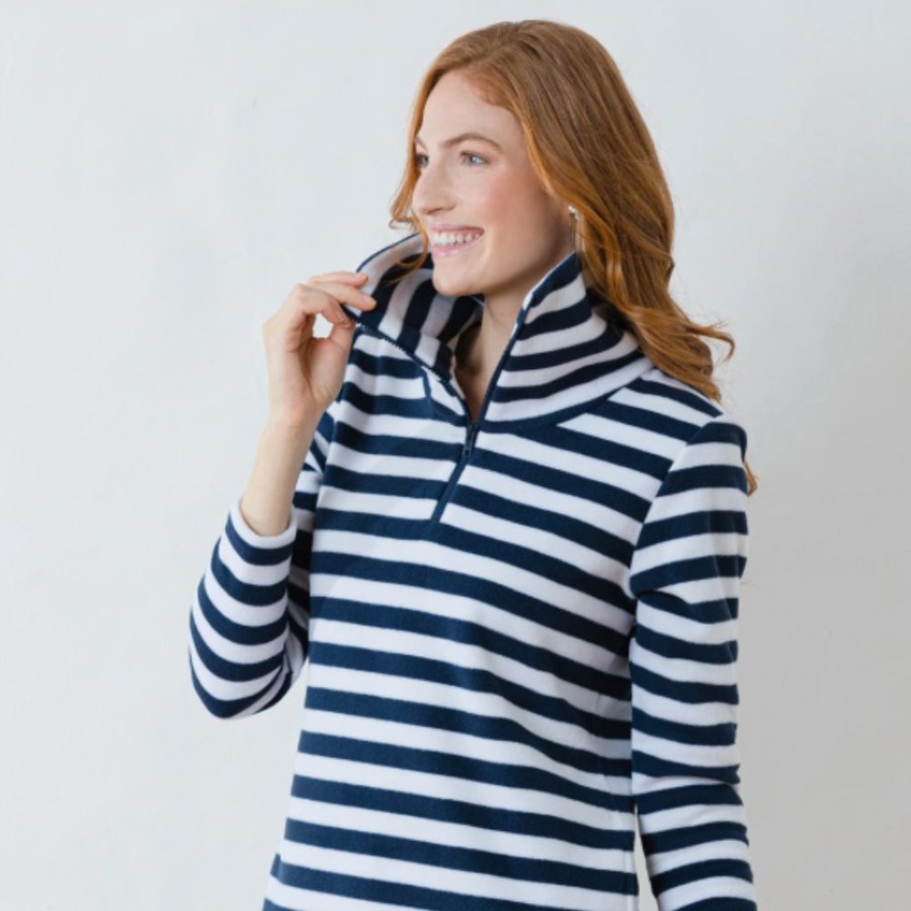 Dudley Stephens - Prospect Pullover Fleece - Navy/White Stripe - Small - NWT!